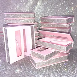 colorful diamond eyelash box magnetic rhinestone diamond lash box empty eyelash package eyelash case