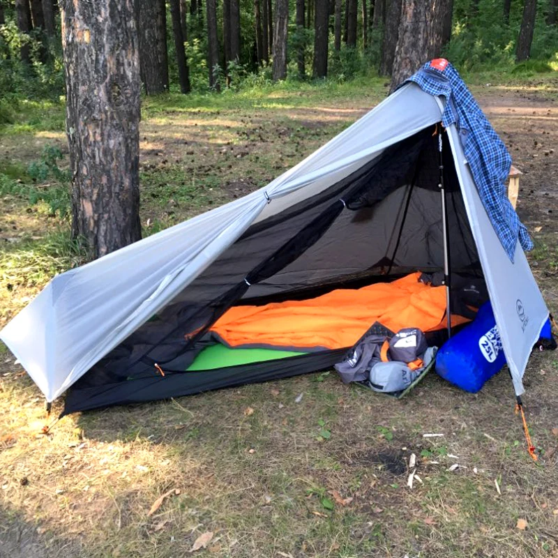 Aricxi Oudoor Ultralight Camping Tent 3 Season 1 Single Person Professional 15D Nylon 1 Side Silicon Coating Rodless Tent