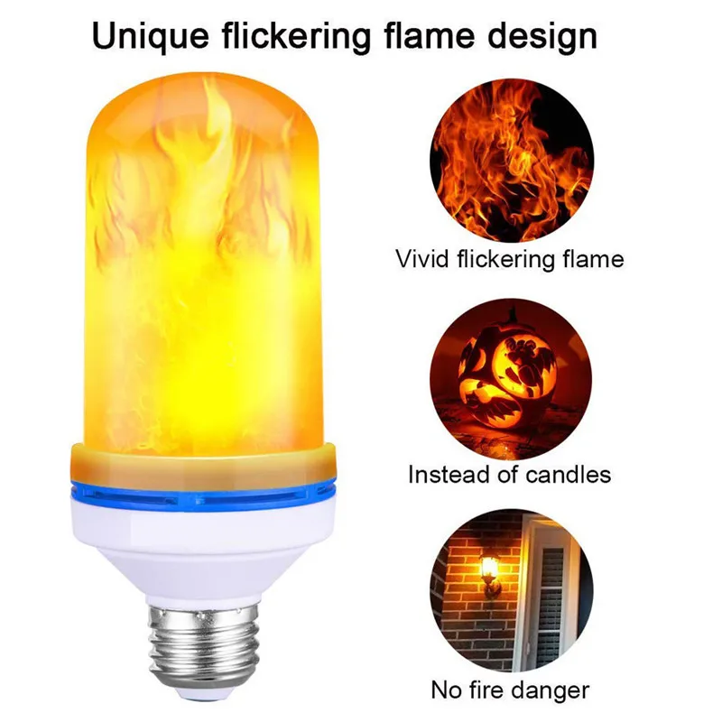 New 9W E27 Flame Effect LED Bulb E27 B22 Flickering Fire LED Wall Light Lamp for Garden Yard Party Christmas Decor Lights Flamme