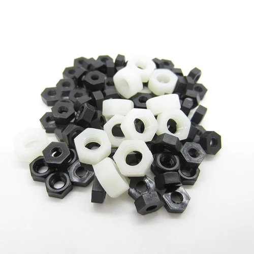 Imagen 2 del producto DIN934-tuerca hexagonal de nailon, tuercas hexagonales de plástico, M2, M2.5, M3, M4, M5, M6, M8, M10, M12, color negro/blanco