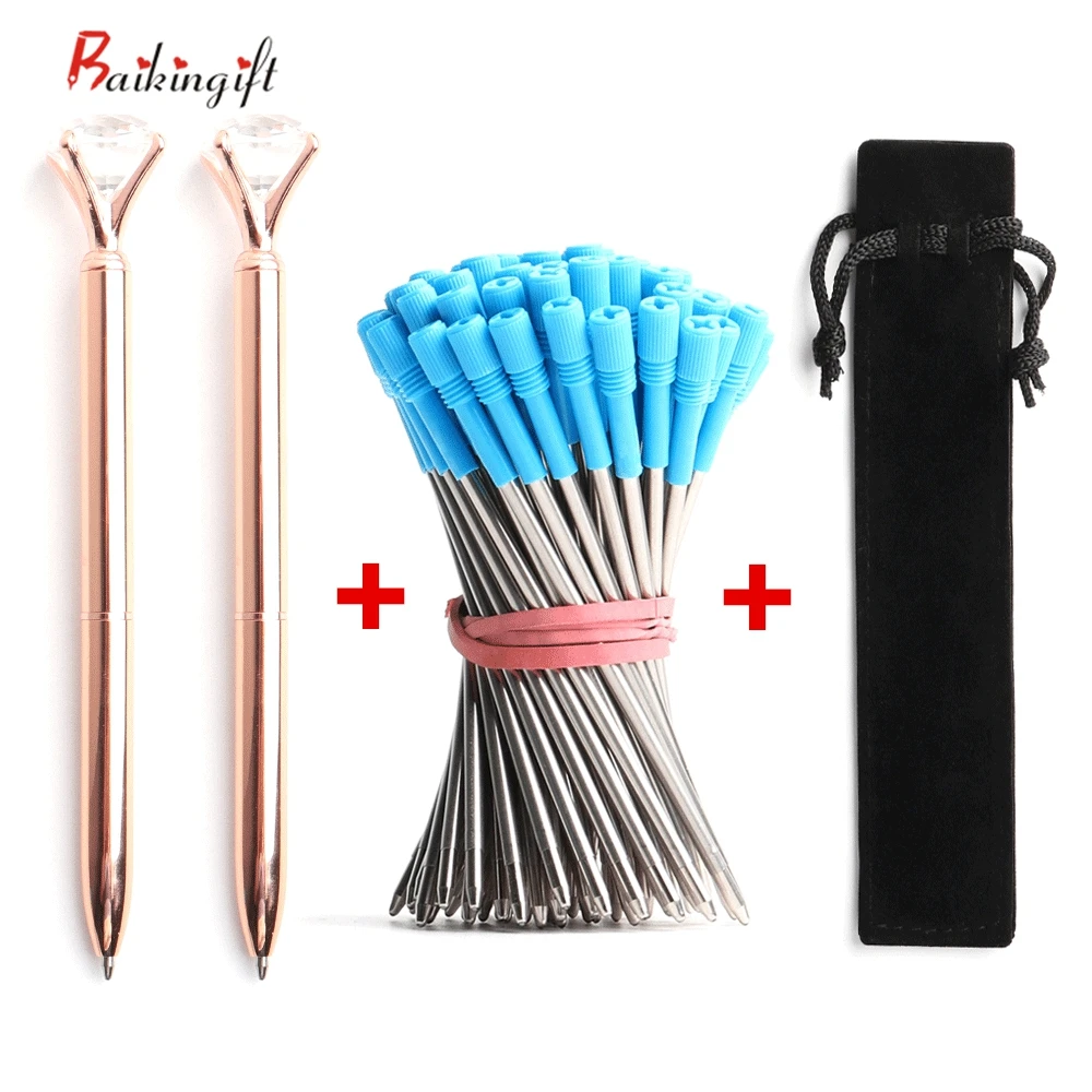 

23 Pcs/Set Big Diamond Crystal Pen Gem Ballpoint Pens Metal Ball Pen Refills Kawaii Magical Pen Fashion School Office Supplies