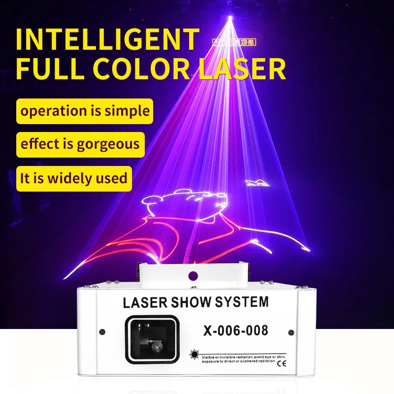 1W Animatie Laserlicht Laserlicht Projector Disco Dj Laser Beam Lijn Scanner Projector Rgb DMX512 Podium Verlichting Effect
