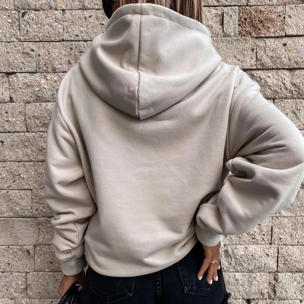 Women Autumn Solid Color Long Sleeve Pocket Loose Hoodie Sweatshirt Pullover Female Casual Coat women Top Streetwear