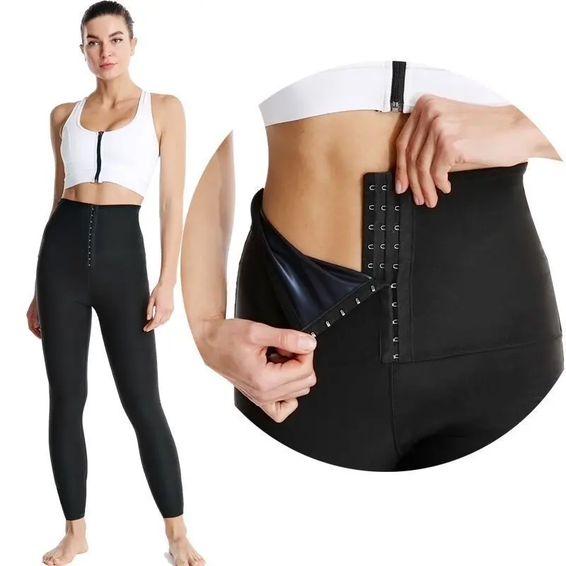 Free Shipping Nine Points Three Breasted Burst into Sweat High-Waist Sculpting Pants Yoga Clothes slimming body shaper