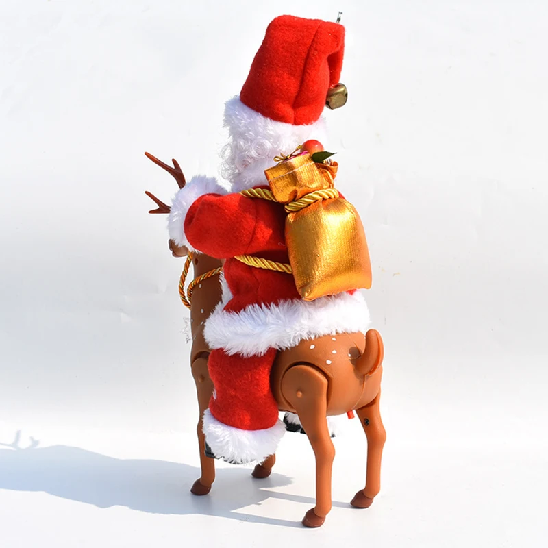 Creative Santa Claus Riding Elk Funny Electric Toy with Playing Music Children Perfect Christmas Doll Gift Kid Xmas Home Decor