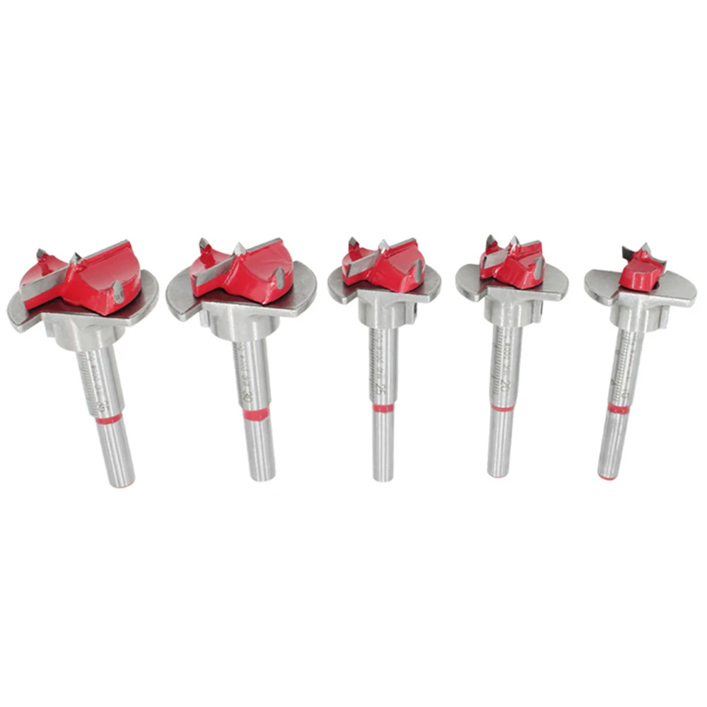 ALLSOME Drillpro 5Pcs Forstner Drill Bit Set 15 20 25 30 35mm Wood Auger Cutter Hex Wrench Woodworking Hole Saw For Power Tools