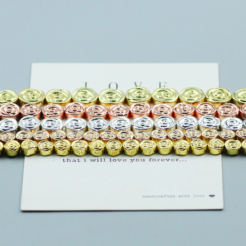 Rose Flower shaped Gold Color Hematite Beads Natural Stone COIN Spacer Loose Beads for Jewelry Making DIY Bracelet Accessories