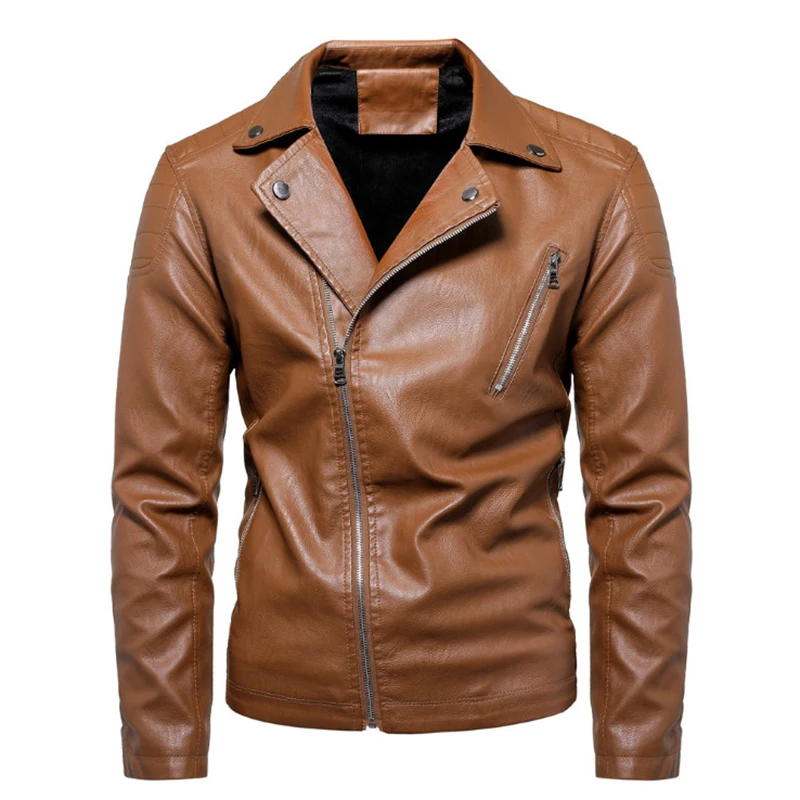 Europa Amerika Retro Motorfiets Lederen Jas Mannen Diagonale Rits Pu Jas Mannen Lederen Suede Jas Chaqueta Cuero Hombre 6XL