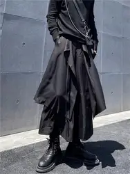 Yamamoto wind loose culottes dark false two personality small eight points trousers wide leg casual trousers male