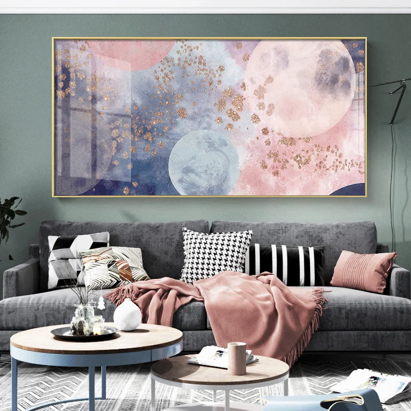 EECAMAIL Full Diamond Painting Nordic Pink Planet Living Room Diamond Embroidered Diamond Cross Stitch Home Decoration No Frame