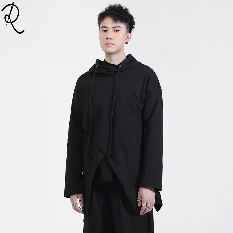 2020 spring original dark black series irregular three-dimensional cut splicing leisure Hoodie Hoodie long sleeve hoodie male tr