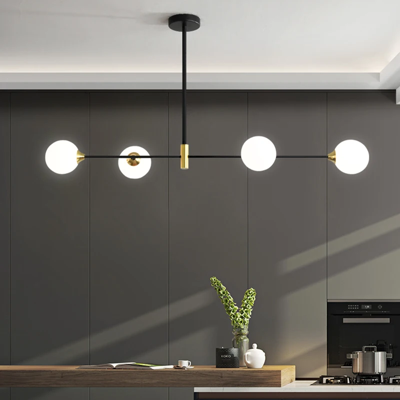 

Nordic Dinning long Lighting Modern Glass Ball designer chandelier For Kitchen/Dinning Room Vintage Haing farmhouse lighting