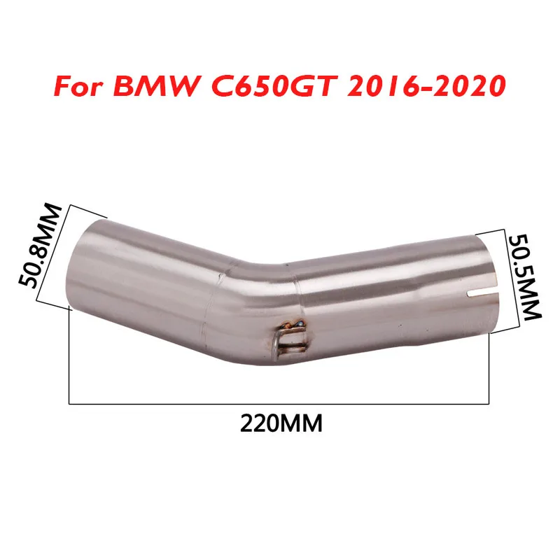 Motorcycle Exhaust System Middle Mid Link Pipe Connector Section Tube Slip on 51mm Exhaust for BMW C650GT 2016-2020