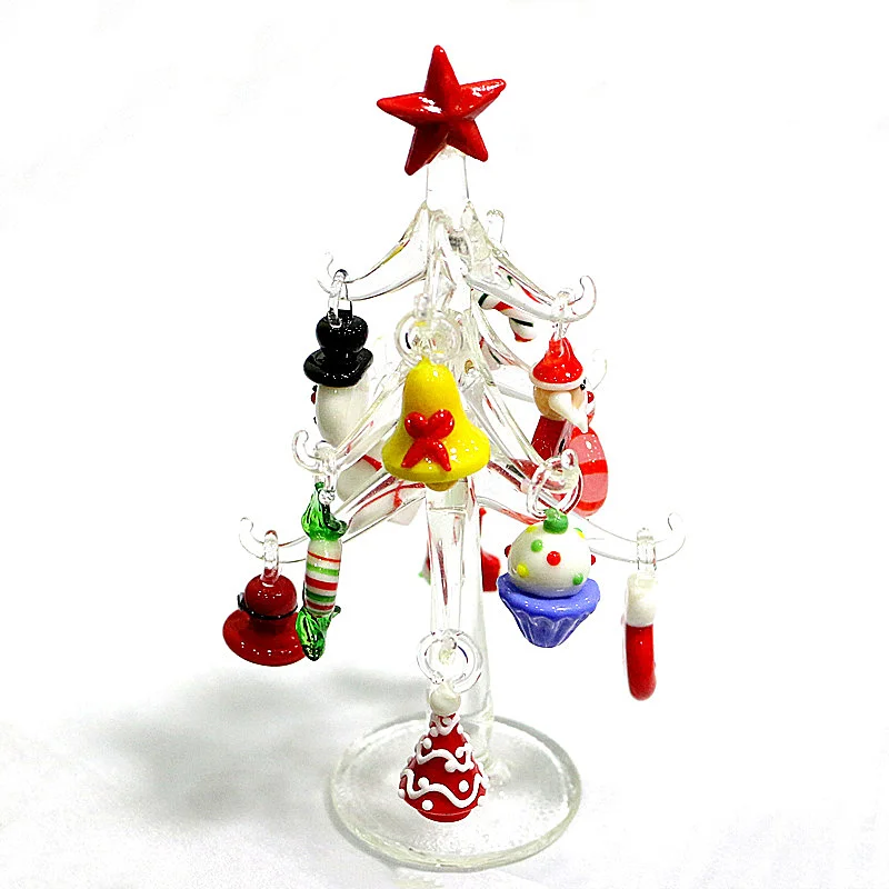 Glass Christmas Tree Ornaments And 12 Pink Mini Cute Pendants Home Table Top Festival Xmas Decoration Gifts For Friends Children