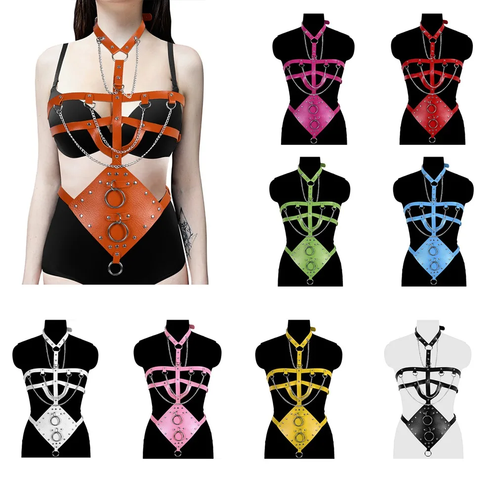 Women's Underwear Harness Belt Erotic Lingerie Set Metal Chain Accessories Pu Leather Gothic Style Exotic Costume Sword Belt