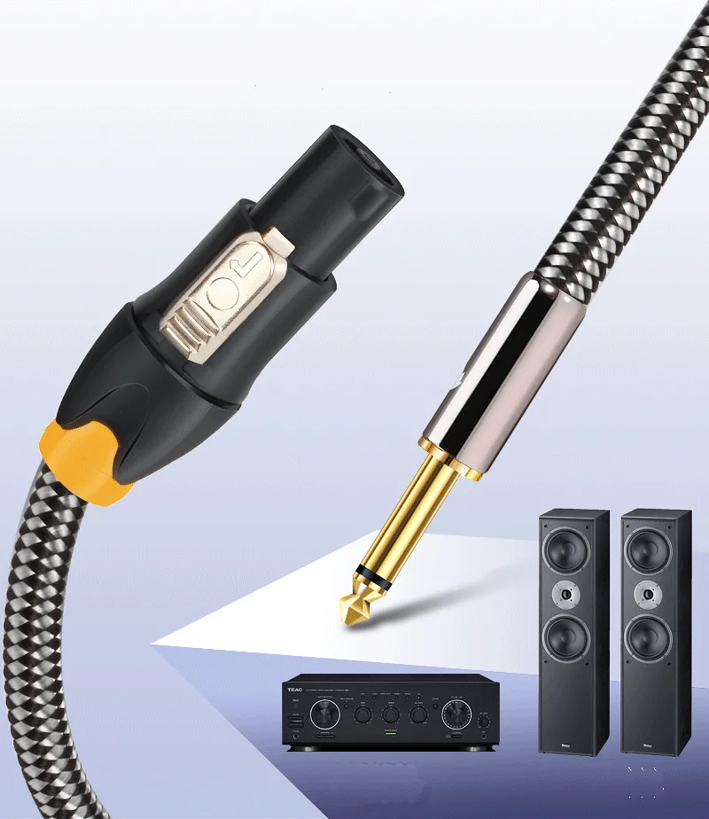 Premium Speakon Cable MONO 1/4 Inch TS Jack to NL4FC for AMP Professional Stage Speakon to 6.35mm Speaker Cable 1M 2M 3M 5M 8M