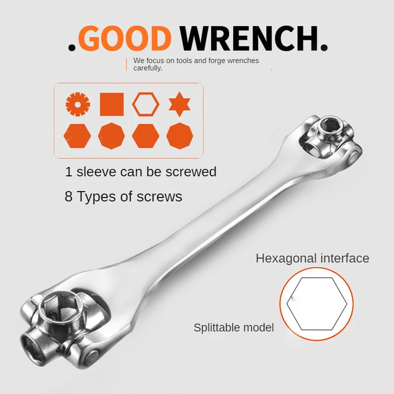 8/52-in-1 Tiger Wrench Hand Tools Socket Works with Spline Bolts Torx 360 Degree Universal Furniture Car Repair Spanner