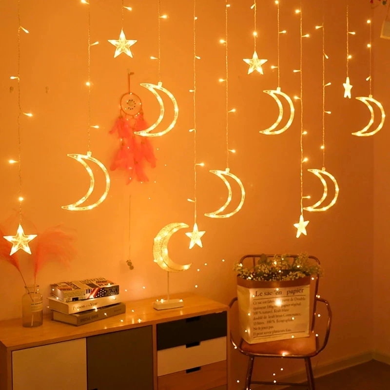 

EID MUBARAK Moon Star LED Lights Pendant Ramadan Mubarak Decoration Ramadan Islam Muslim Event Party Supplies Eid Decoration