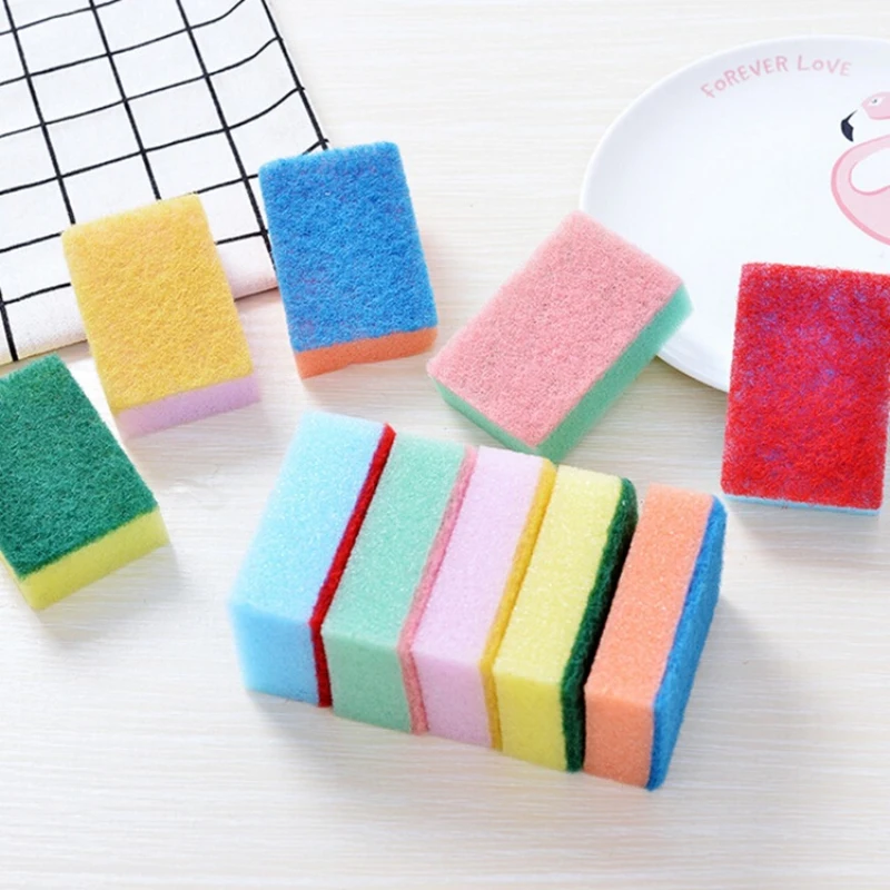 10Pcs Double-Sided Cleaning Spongs Household Scouring Pad Kitchen Wipe Dishwashing Sponge Cloth Dish Cleaning Scouring pad