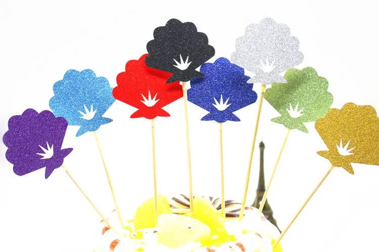 

10pcs Creative Multi Colors Cake Flag Topper Shell Flags For Wedding Birthday Party Cake Baking Decoration Supplies