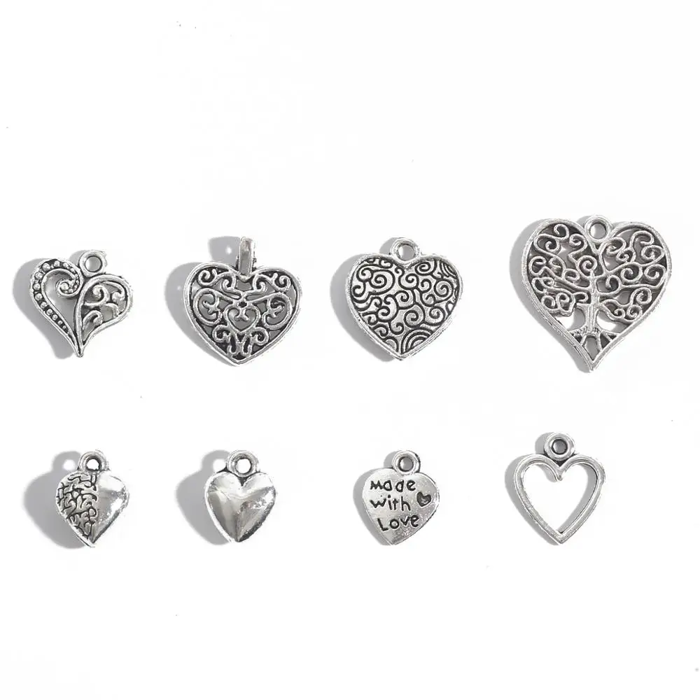 10-30pcs/lot Vintage Silver Color Stars Moon Heart Charms Pendants for DIY Jewelry Making Women Handmade Jewelry Love Bracelet
