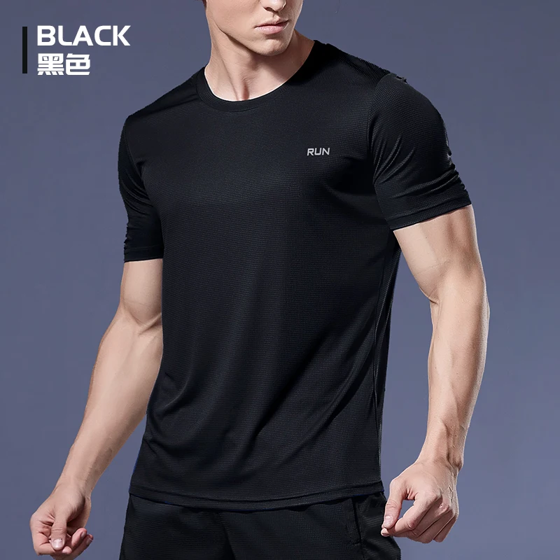 Sport Shirt  2024 Summer New 100% Polyester White Solid T Shirt Men Causal O-neck Basic T-shirt Male High Quality Running Tops