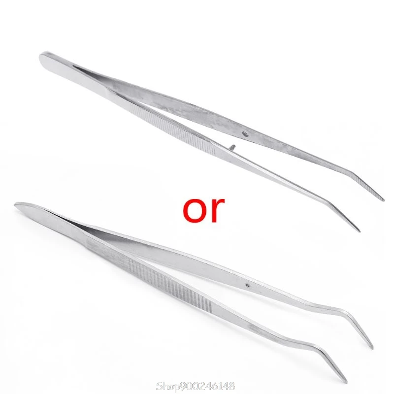 Stainless Steel Tweezers Serrated Curved Dental Instruments Dental Tool D16 20 Dropship