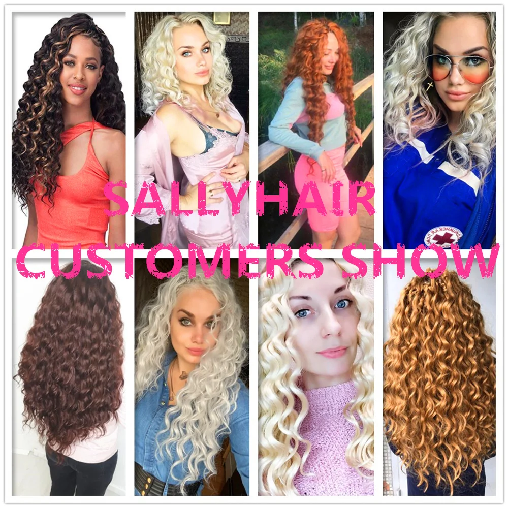 Sallyhair Synthetic Deep Wave Natural Curly Braiding Crochet Braids Hair Blonde Brown Color Bulk Braid Hair Extensions