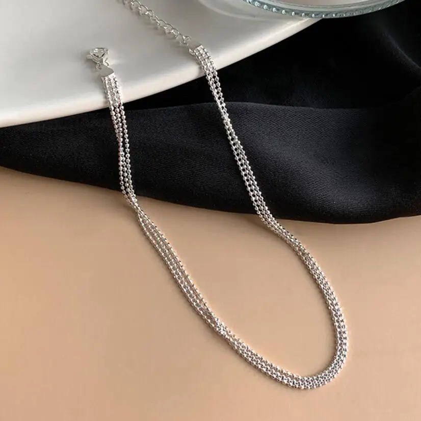 925 Sterling Silver Multilayer Beads Chain Bracelets &Bangle Pulseiras De Prata For Women Girl Elegant Birthday Wedding Party