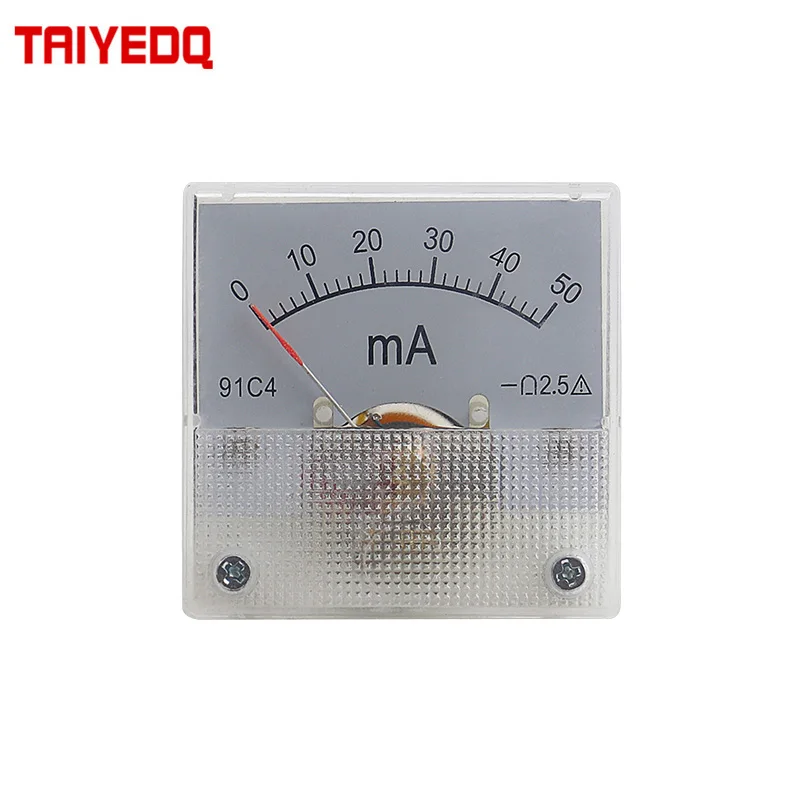 DC Milliamp Panel Meter Analog Panel Ammeter Current Gauge 20mA 30mA 50mA 100mA 200mA 300mA 500mA 45*45mm