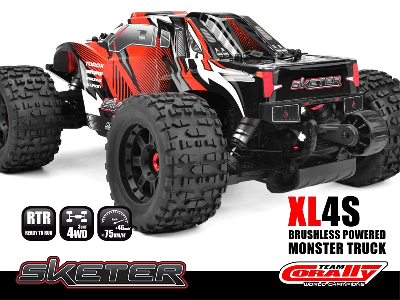 NEW Team corally Sketer XL4S RTR 1/10 Monster truck EP 25kg servo 125A ESC 40mm motore violento Brushless RC car