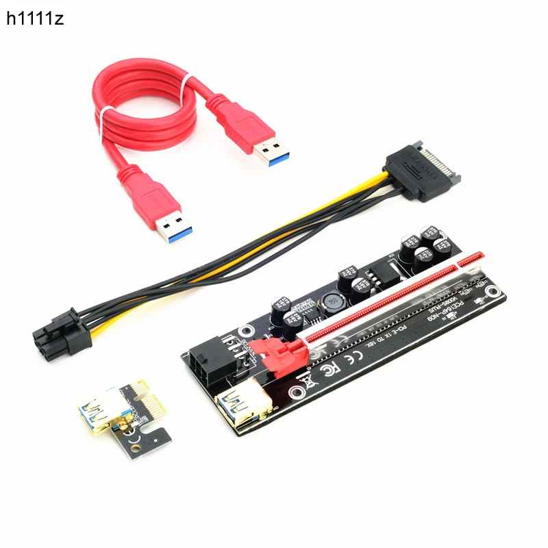 

Райзер VER009S Plus PCI-E, карта 009s Plus PCI Express, Райзер-адаптер Molex 6Pin SATA к USB 3,0, 1X 16X Райзер для майнинга графического процессора