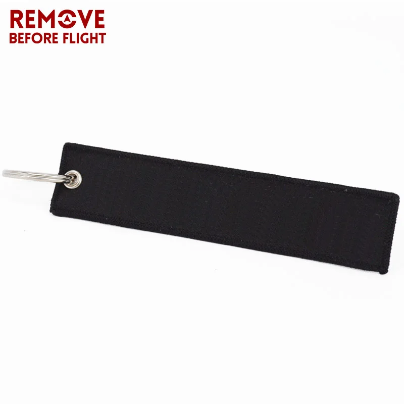 REMOVE BEFORE Flight Keychain for Aviation Gift Promotion Christmas Gifts Black Embroidery Keychains Luggage Tag Plain Key Chain