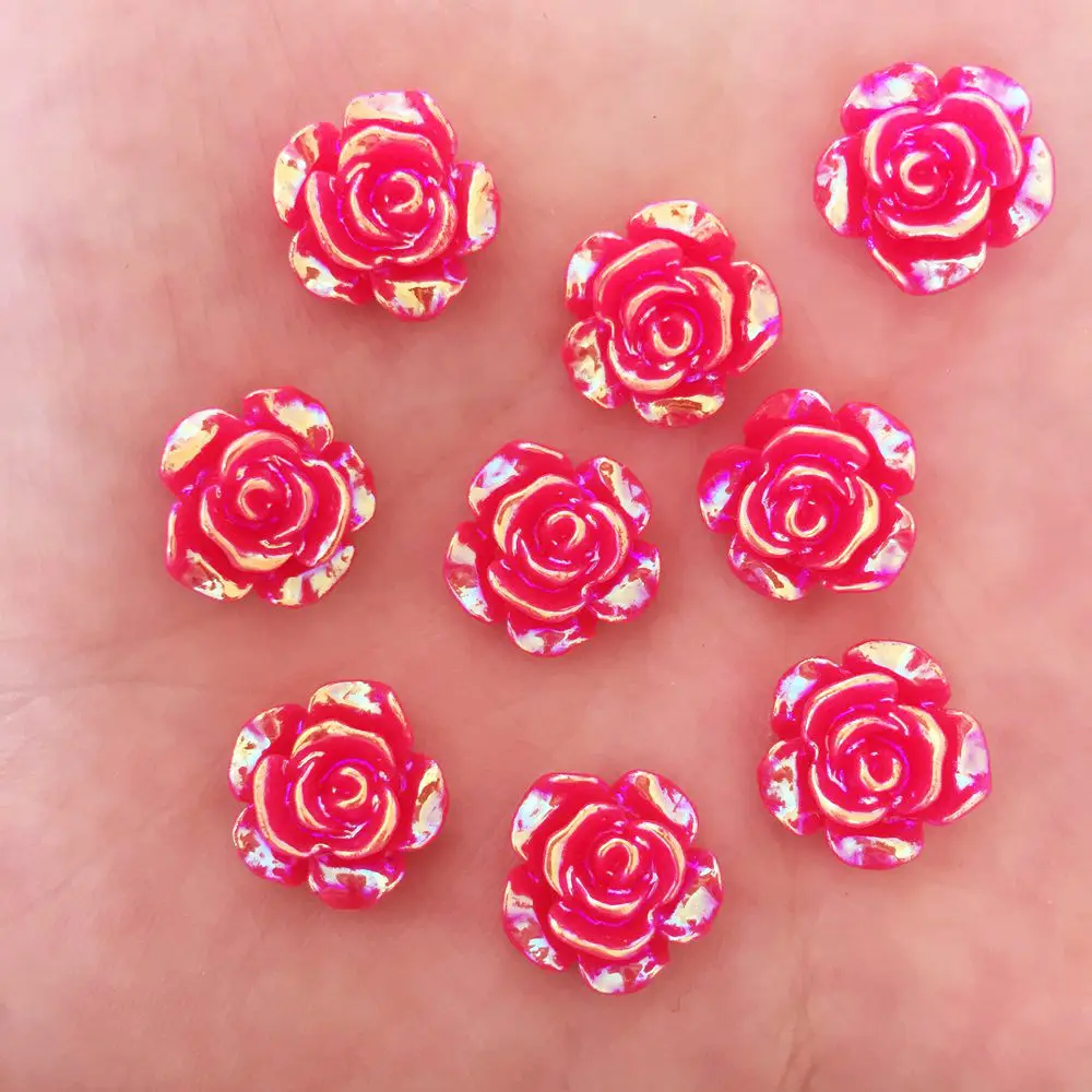 AB Resin Kawaii True color 12mm Flower Flat back Cabochon Stone 60PCS Scrapbook DIY  Decor Home Figurine Crafts