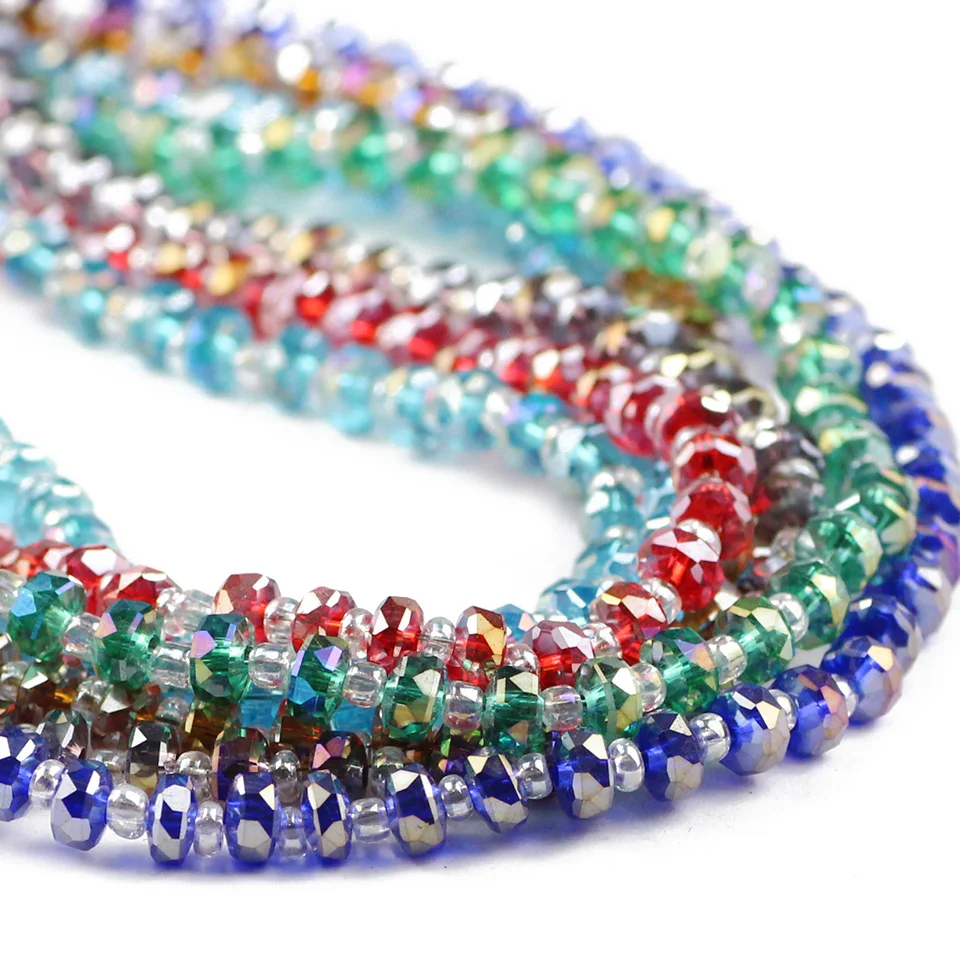 YHBZRET Wheel shape Austrian crystal beads 4x6mm 50pcs Flat round Loose Spacer Glass Bead for Jewelry making Bracelet Women DIY