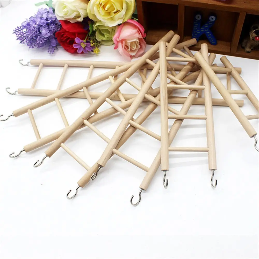DIY HandCraft Wood Hanging Decor Climbing Ladder Parrot Toys Bird Supplies Hamsters Toy image 3