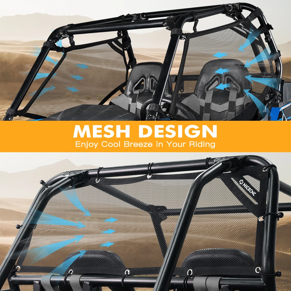 For RZR XP 1000 Cage Race Net UTV Mesh Rear Side Panel Window Shade Net For Polaris RZR 570 800 1000 900 RZR XP Turbo 2 Seater