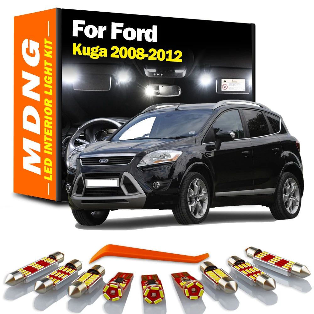 MDNG 10Pcs Canbus LED Interior Map Trunk Reading Dome Light Kit For Ford Kuga 2008 2009 2010 2011 2012 Car Accessories