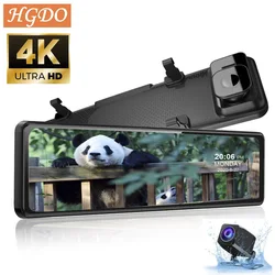 4K Super HD samochód DVR Huawei Hisilicon CPU kamera samochodowa Dash Cam rejestrator wideo lusterko wsteczne rejestrator z tylną kamerą 1080P