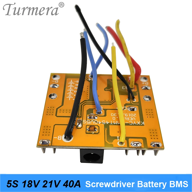 Turmera 5S 18V 21V 40A BMS Lithium Battery Board with Balance for 21V 18V Screwdriver Shurik and Vacuum Cleaner Battery Pack Use