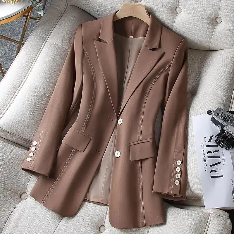 Casaco Feminino Chic Suit Jacket Women 2023 New Spring Autumn Black Blazer Vintage Outerwear Tops Fashion Loose Coat Female 4XL