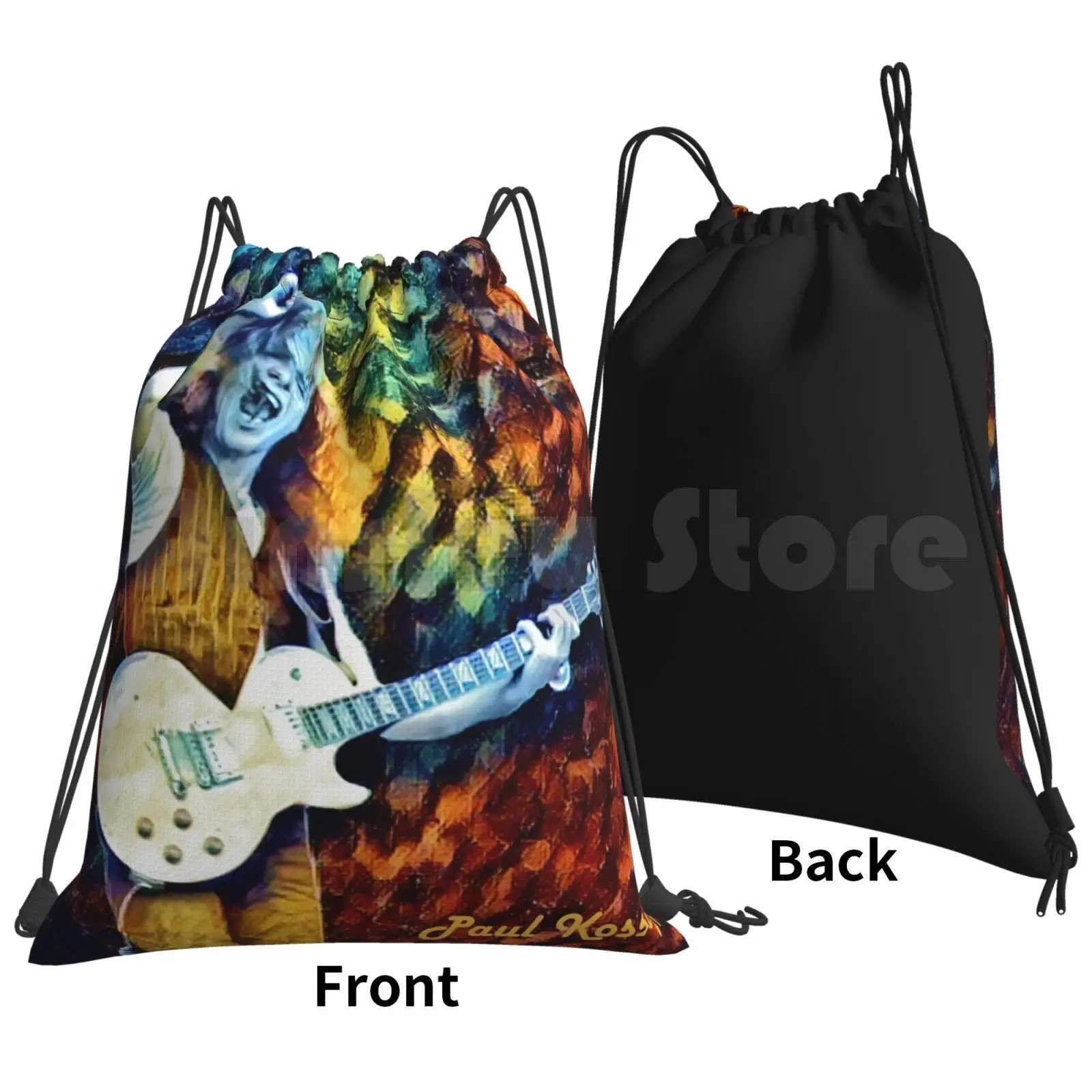 Paul Kossoff Live In Concert Poster Backpack Drawstring Bag Riding Climbing Gym Bag Paul Kossoff Free Free Band England