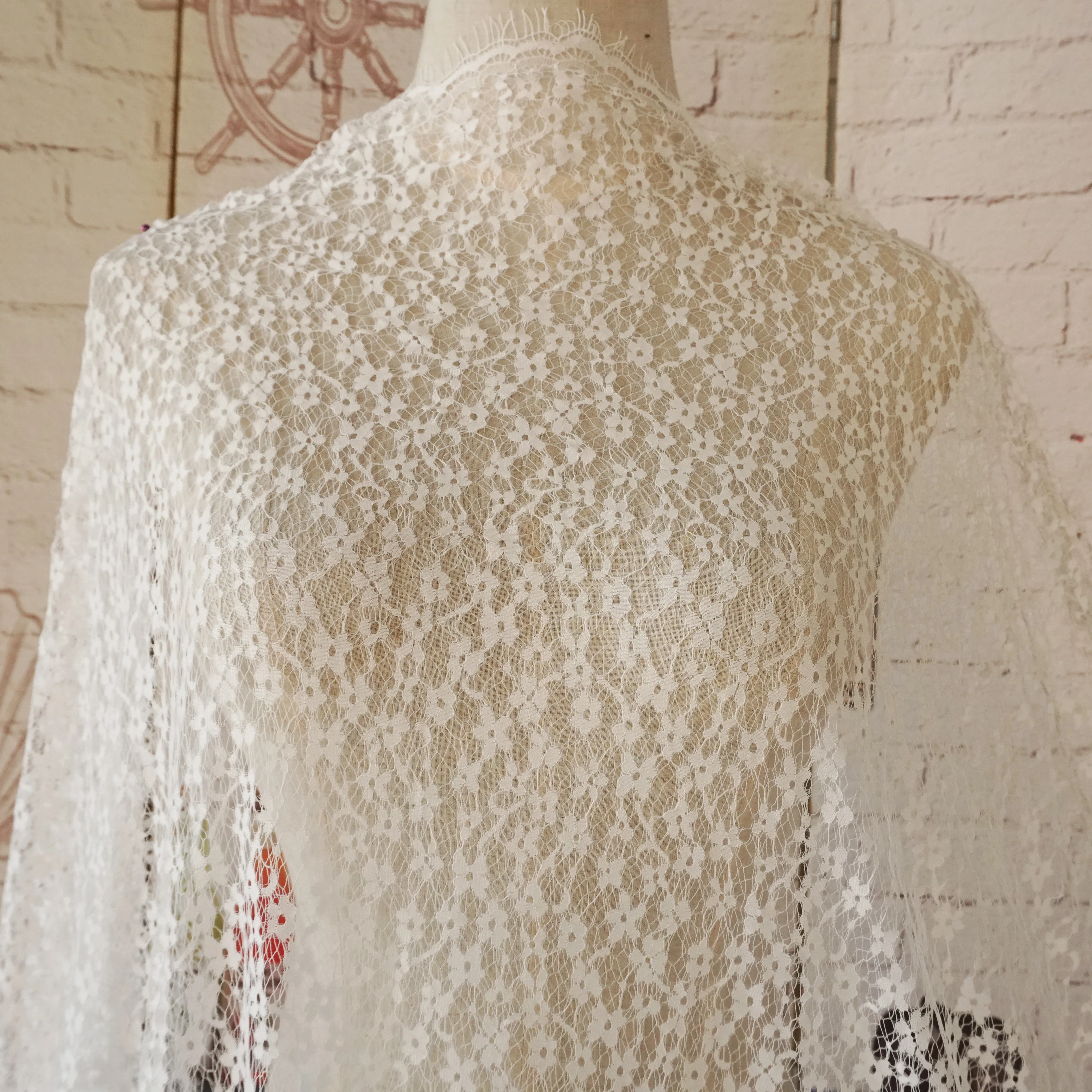 1Piece=1.5x3 meters French Lace Hollowed-out Plum Blossom Eyelash Lace Fabric DIY Clothing Pajamas Underwear Accessories