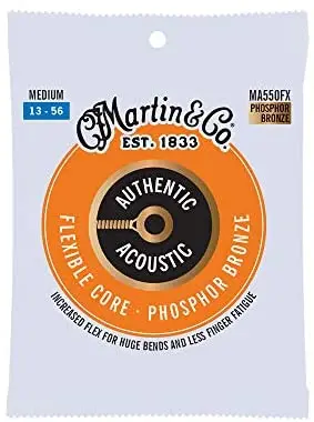 MartinGuitar Authentic Acoustic Flexible Core MA550FX, 92/8 Phosphor Bronze, Medium Strings 13-56