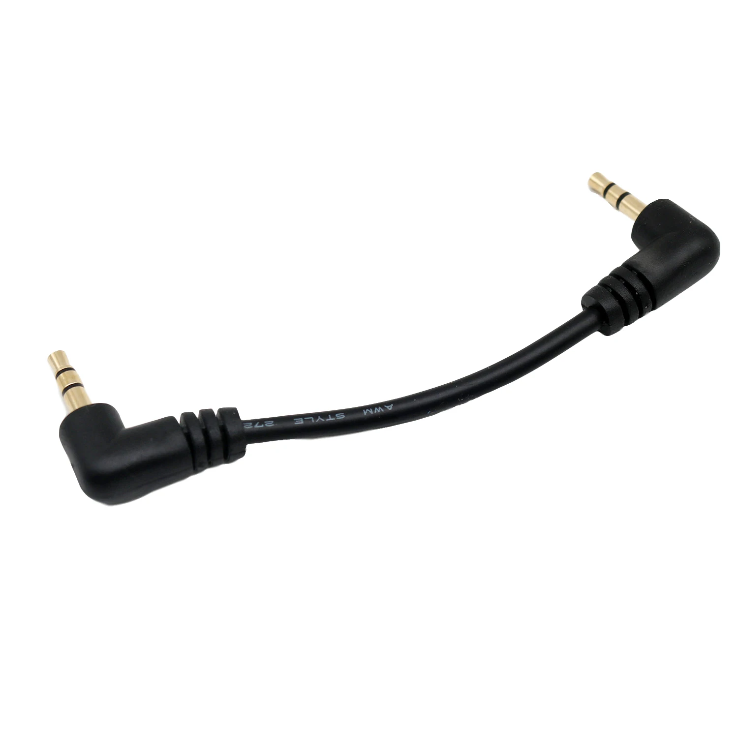 Short 10cm Gold Plated 90 Degree 3.5mm Male Right Angle to Male Right Angled Audio Stereo Jack Plug Car Aux Auxiliary 3-Pole TRS