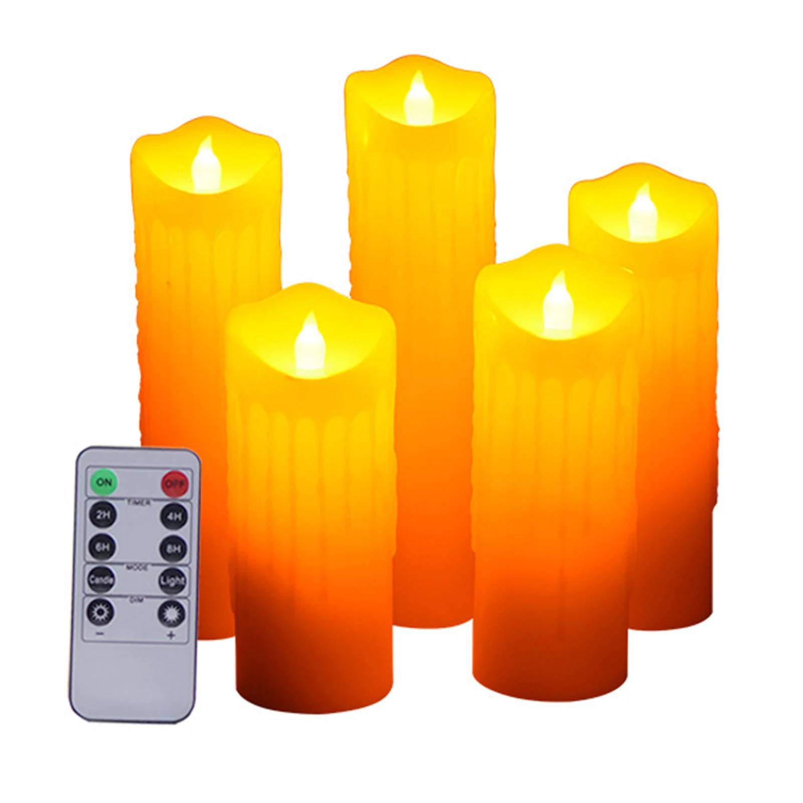 

5 Pcs Flickering Flameless Pillar LED Candle with Remote Night Light Led Candle Light Easter Candle Wedding Decoration Lighting