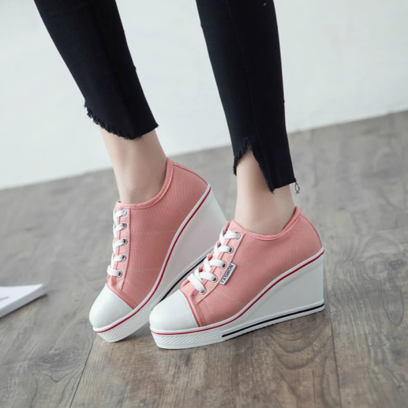 

2021 Spring/Autumn Women Shoes High Heel 8cm Wedges Pumps Platform Shoes Woman Fashion Sneakers Low-cut Casual Plus Size 35-43