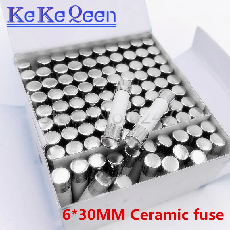 100pcs 6*30 6*30MM Fast blow Ceramic Fuse 6x30mm Fuse 250V 0.2A 0.5A 1A 1.5A 2A 2.5A 3A 3.15A 4A 5A 6A 7A 8A 10A 15A 20A 25A 30A