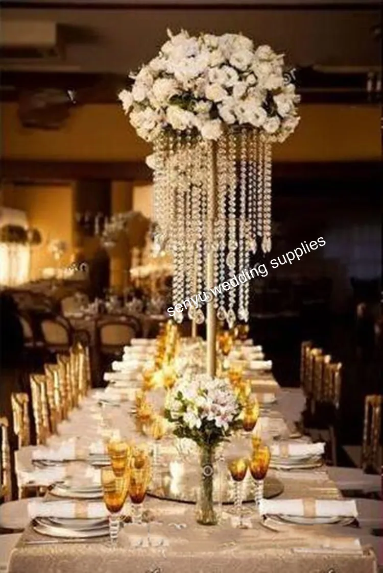 

60cm/120cm )12pcs )luxury acrylic flower stand centerpiece vases wedding flower chandelier for table decoration senyu877