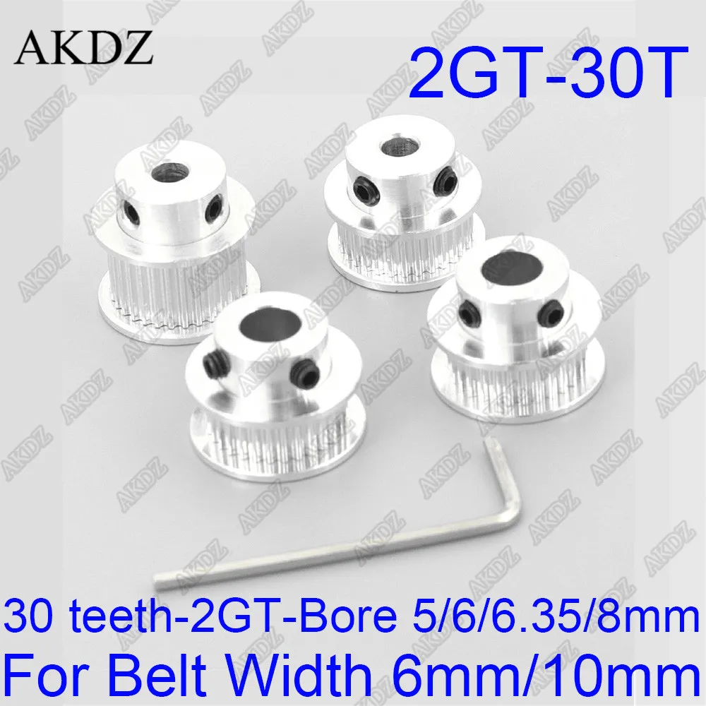 30 teeth 2GT Timing Pulley Bore 5/6/6.35/8mm for GT2 Open Synchronous belt width 6mm/10mm small backlash 30Teeth 30T